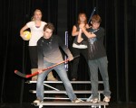 SHS Drama Club students rehearse for the upcoming production of “The Games People Play.” Front (left to right): Kyle Rogers, Dalton Campana. Back: Emily Shipley, Olivia Torisk. Photo by Frank Marr.